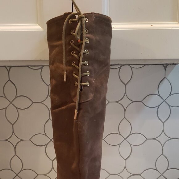 XOXO Thigh high over the Knee Boots with Lace ties and gold hardware - Picture 2 of 15